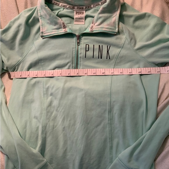 Mint Green Victoria’s Secret Pink quarter zip pullover sweatshirt sz S - Picture 2 of 3